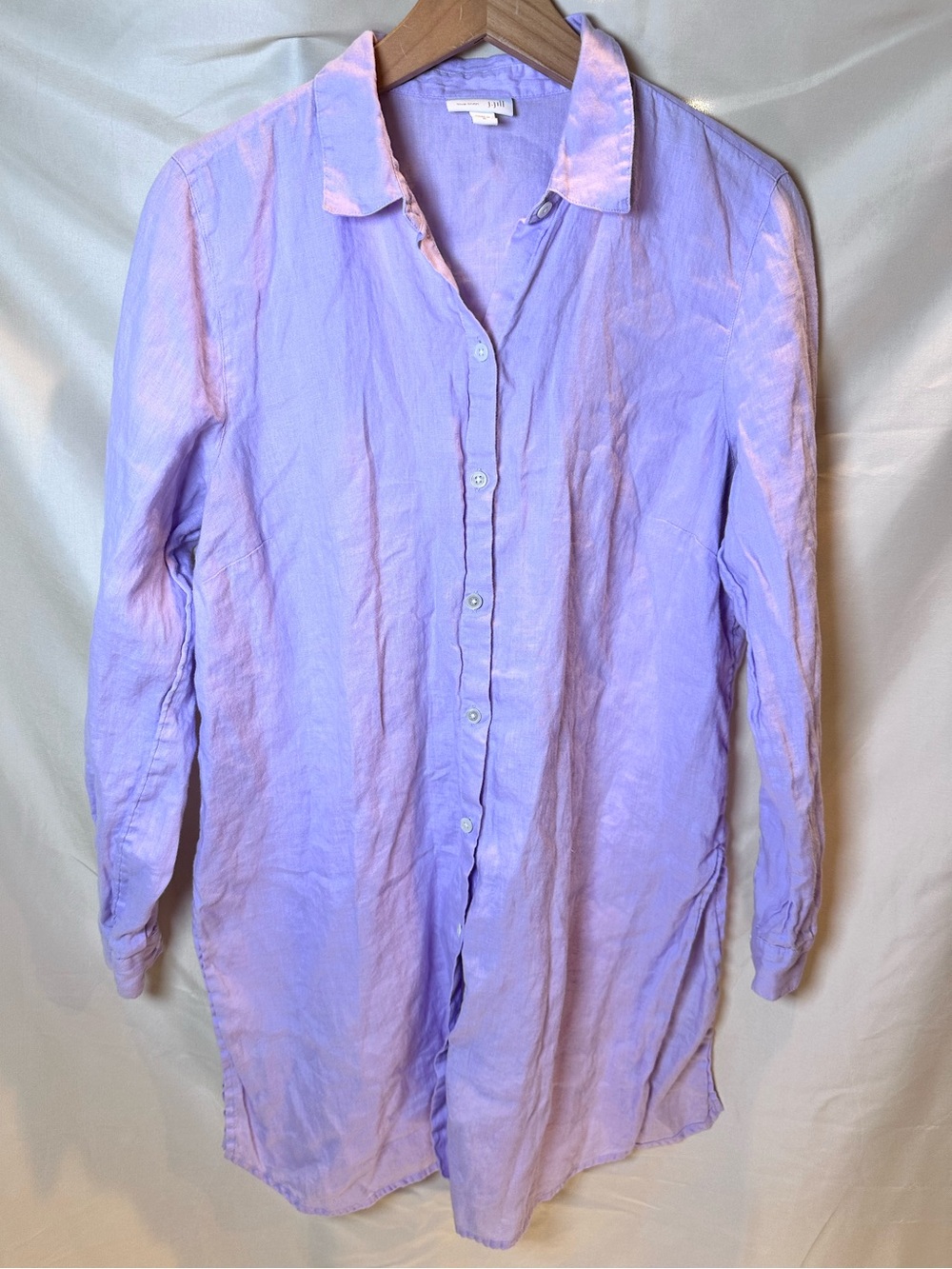 J. Jill Lavender Linen Button-Up tunic shirt coastal beach M
